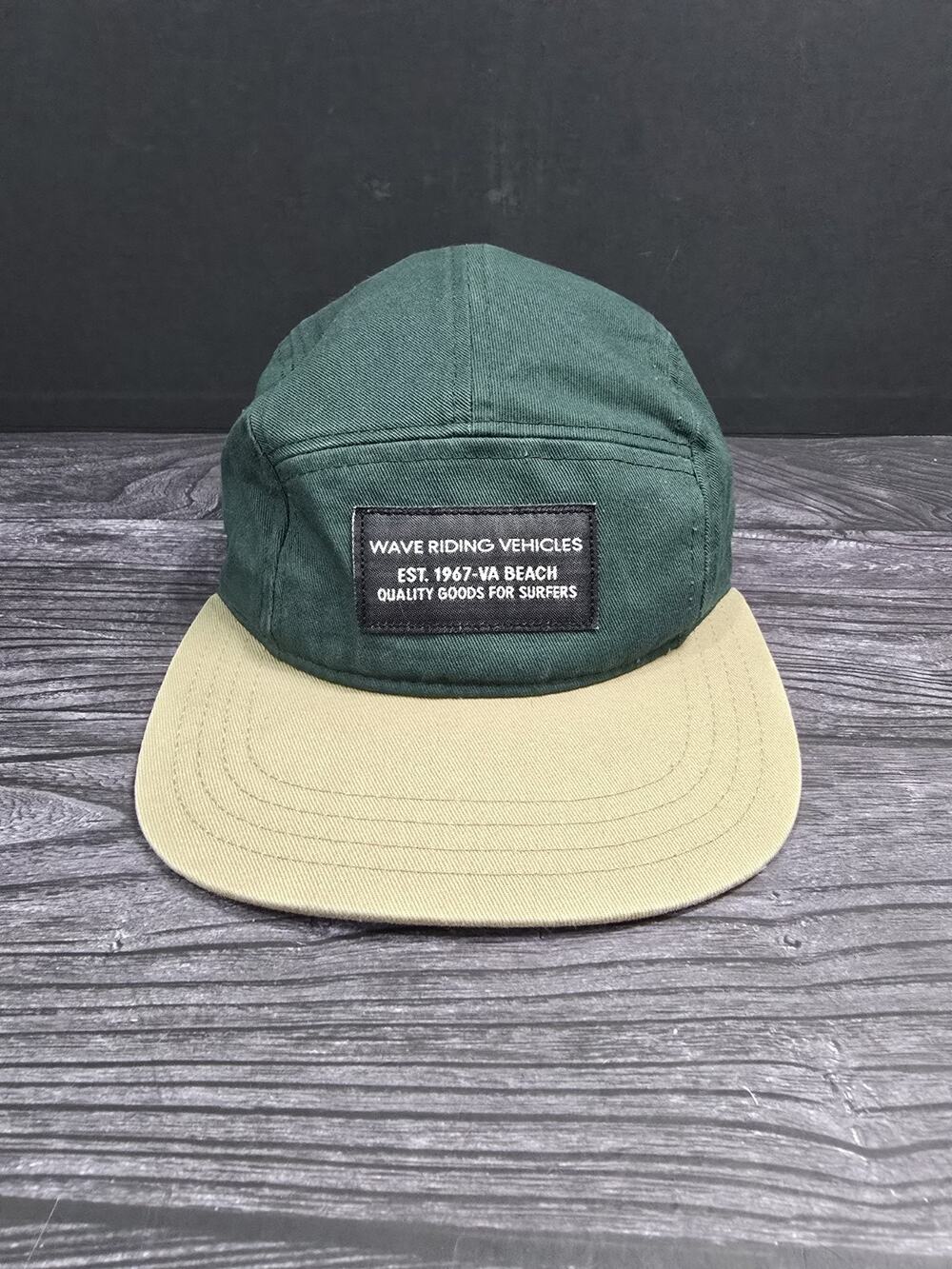 WRV Wave Riding Vehicles 5-Panel Camper Hat Green/Tan Flat Brim Surf Cap